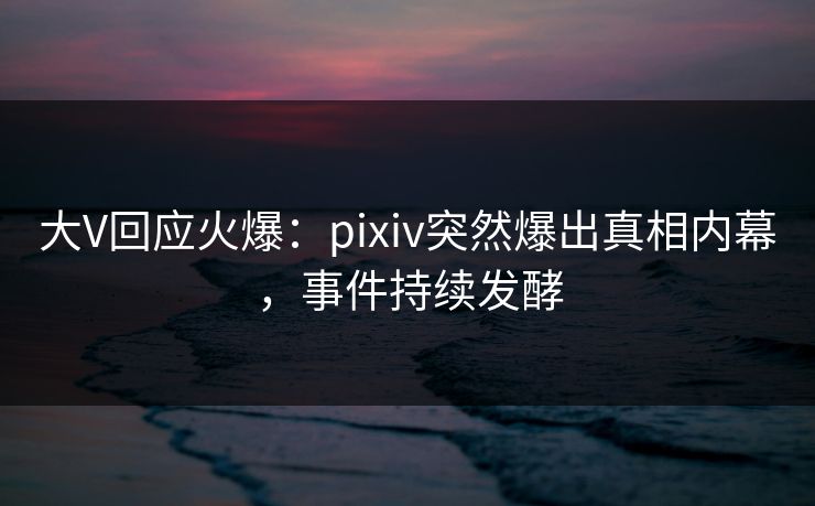 大V回应火爆：pixiv突然爆出真相内幕，事件持续发酵