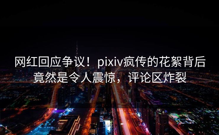 网红回应争议！pixiv疯传的花絮背后竟然是令人震惊，评论区炸裂