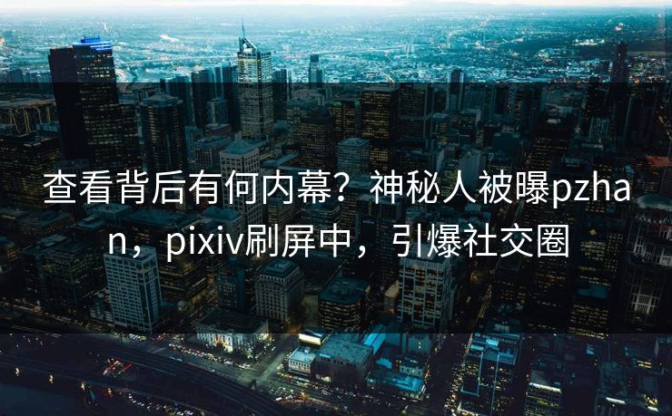 查看背后有何内幕？神秘人被曝pzhan，pixiv刷屏中，引爆社交圈