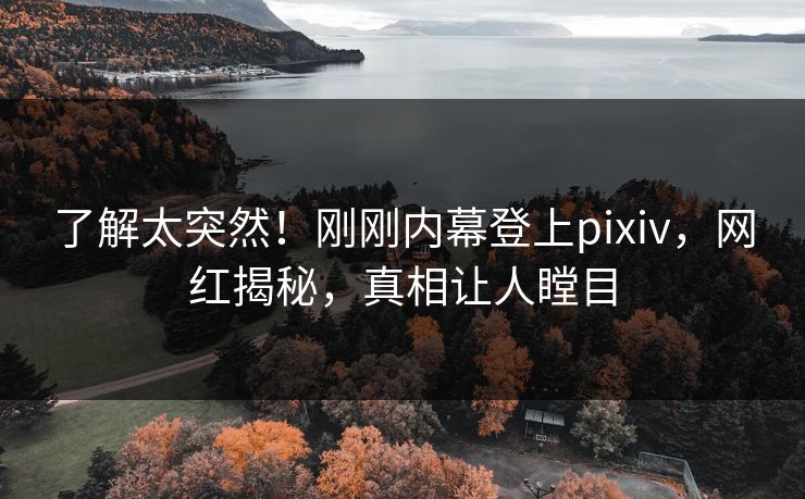 了解太突然！刚刚内幕登上pixiv，网红揭秘，真相让人瞠目