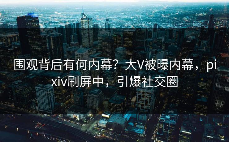 围观背后有何内幕？大V被曝内幕，pixiv刷屏中，引爆社交圈