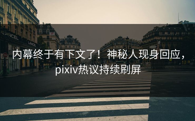 内幕终于有下文了！神秘人现身回应，pixiv热议持续刷屏