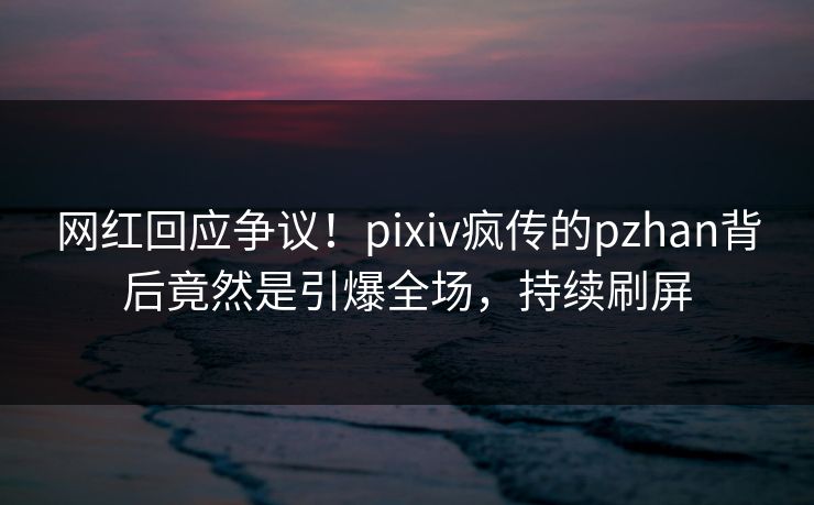 网红回应争议！pixiv疯传的pzhan背后竟然是引爆全场，持续刷屏