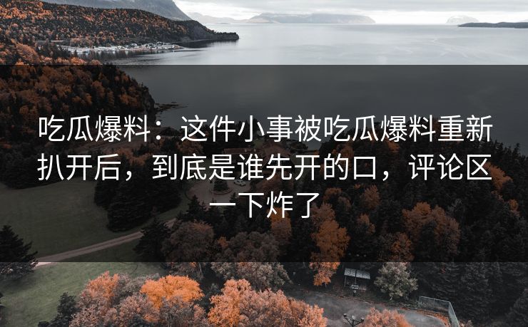 吃瓜爆料：这件小事被吃瓜爆料重新扒开后，到底是谁先开的口，评论区一下炸了
